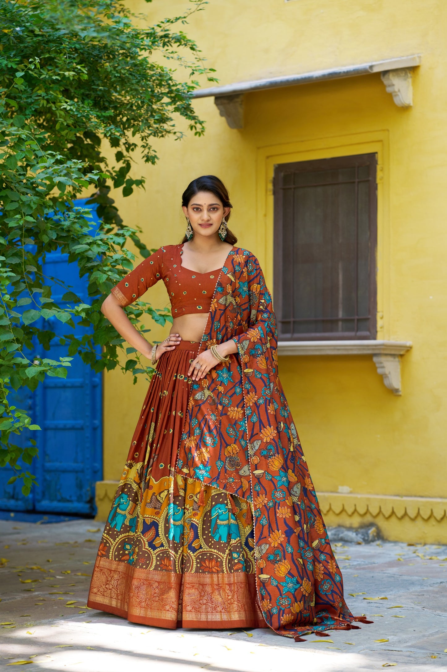 Semi Tussar Silk Readymade Dhavani Collection 1950