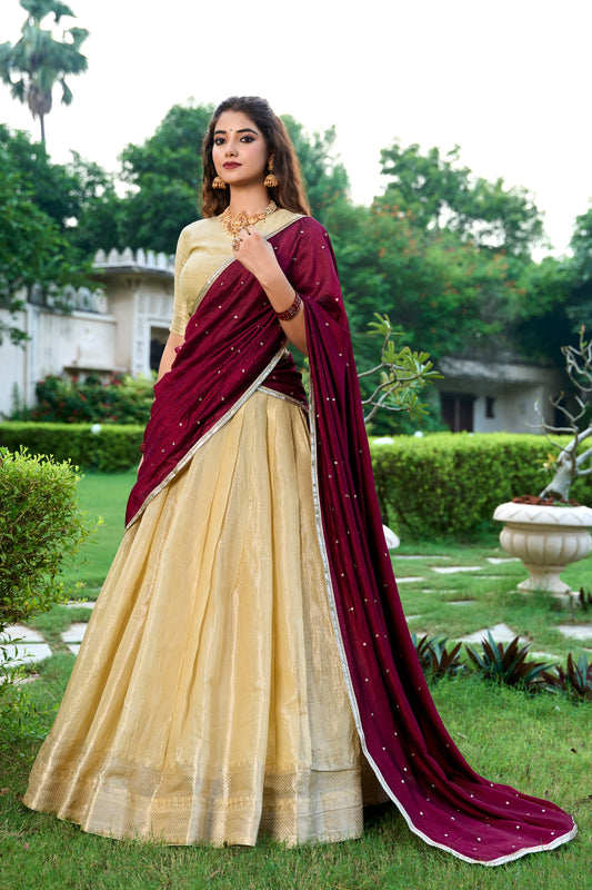 Tissue Silk Readymade Dhavani Collection 1699