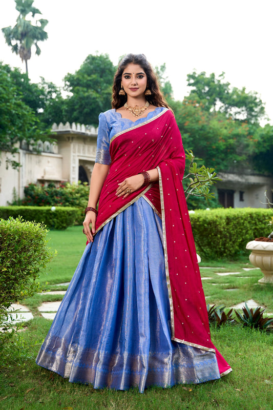 Tissue Silk Readymade Dhavani Collection 1699