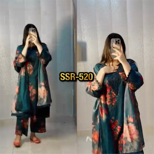 SSR-520 – Elegant Embroidered & Digital Print Work Set