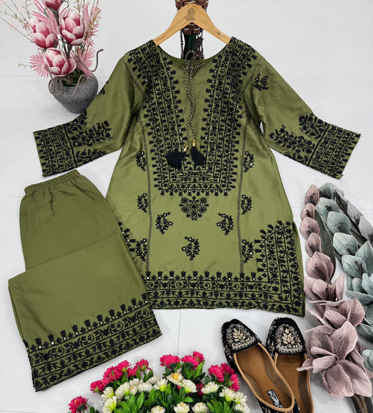 KF-1694 – New Designer Jam Cotton Salwar Suit - Green