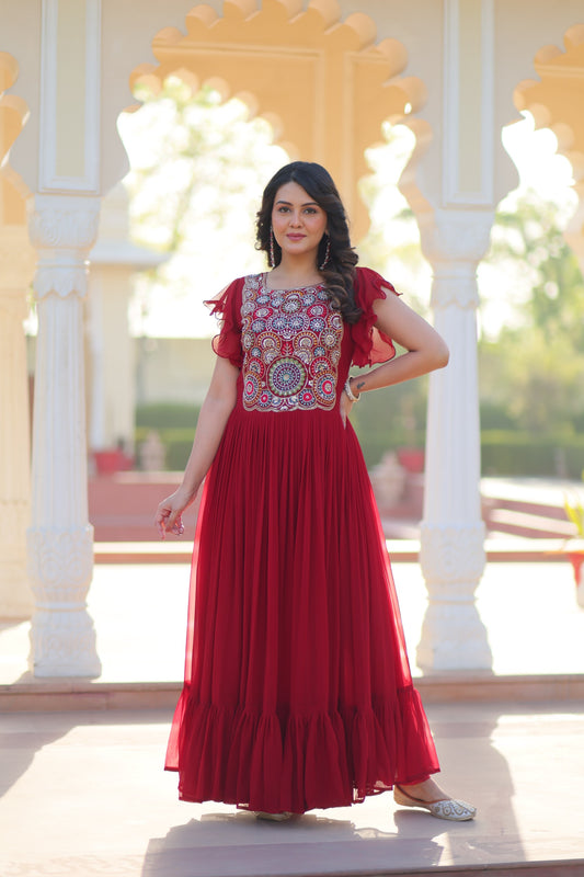 KA-1179 – Readymade Designer Gown Collection - Maroon