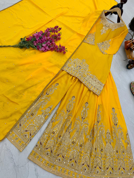 Z-9283 – Designer Party Wear Sharara Suit Set - Yellow