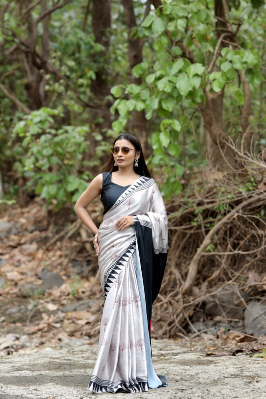 Sudha – Japan Satin Digital Print Saree A1