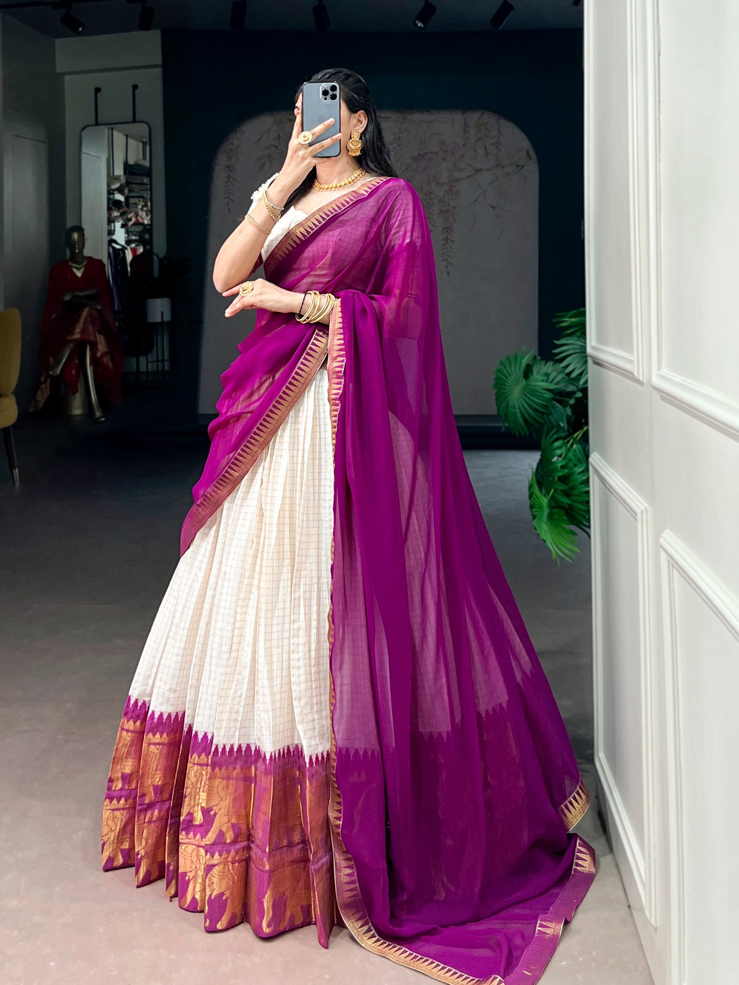 Jacquard Cotton Silk Dhavani Collection 1399