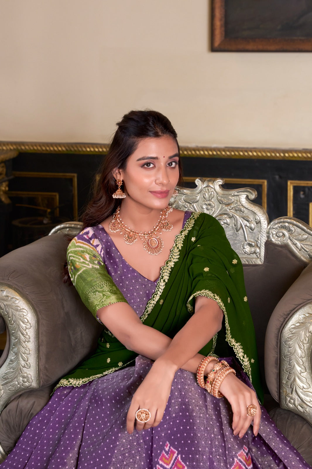 Tissue Cotton Silk Dhavani Set 1899