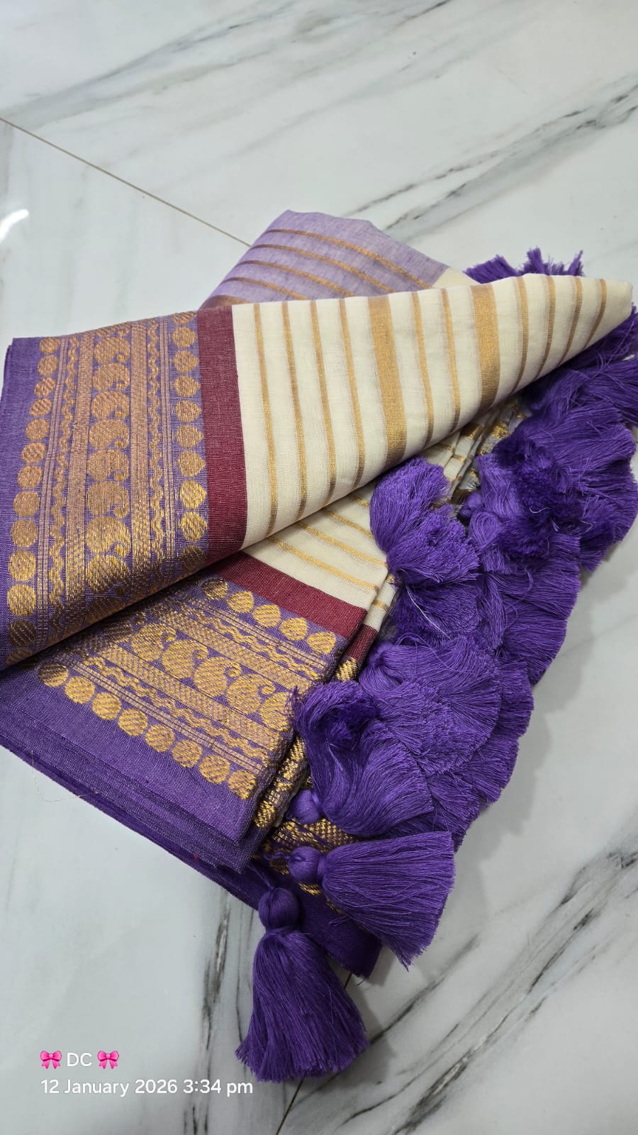 Mul Cotton Sarees with Zari Stripe Weaving