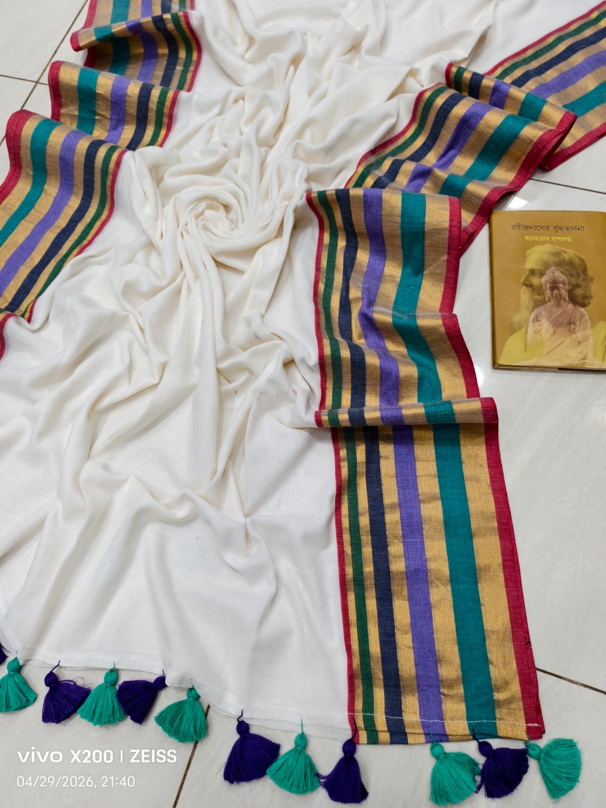 120 Count Mul Cotton Sarees with Zari Border