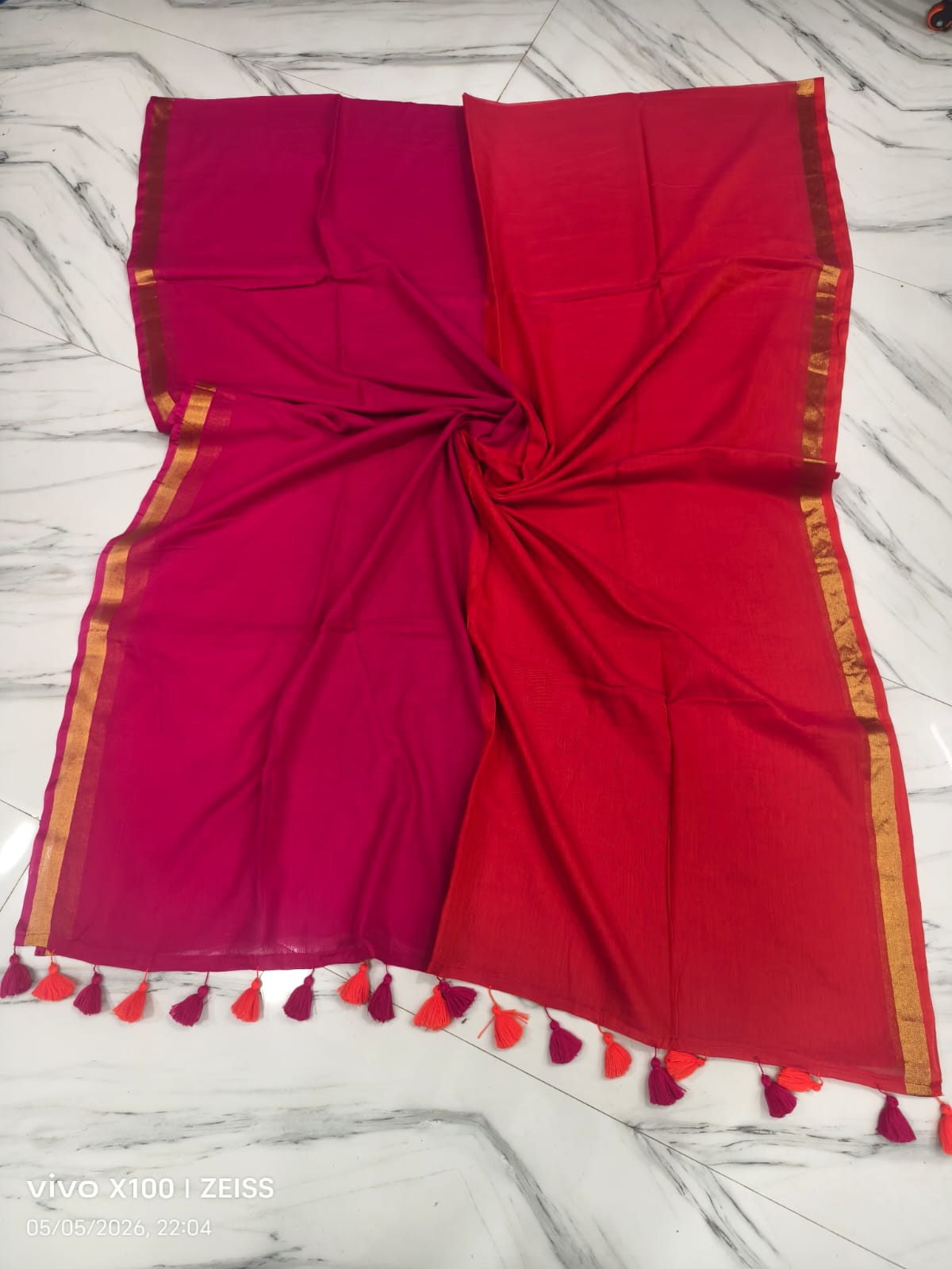 Soft 120 Count Mul Cotton Ombre Sarees