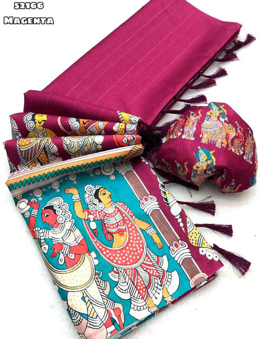Semi Tussar Silk Sarees MAGENTA