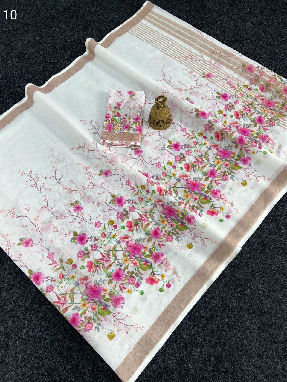 Linen Slub Cotton Floral Sarees