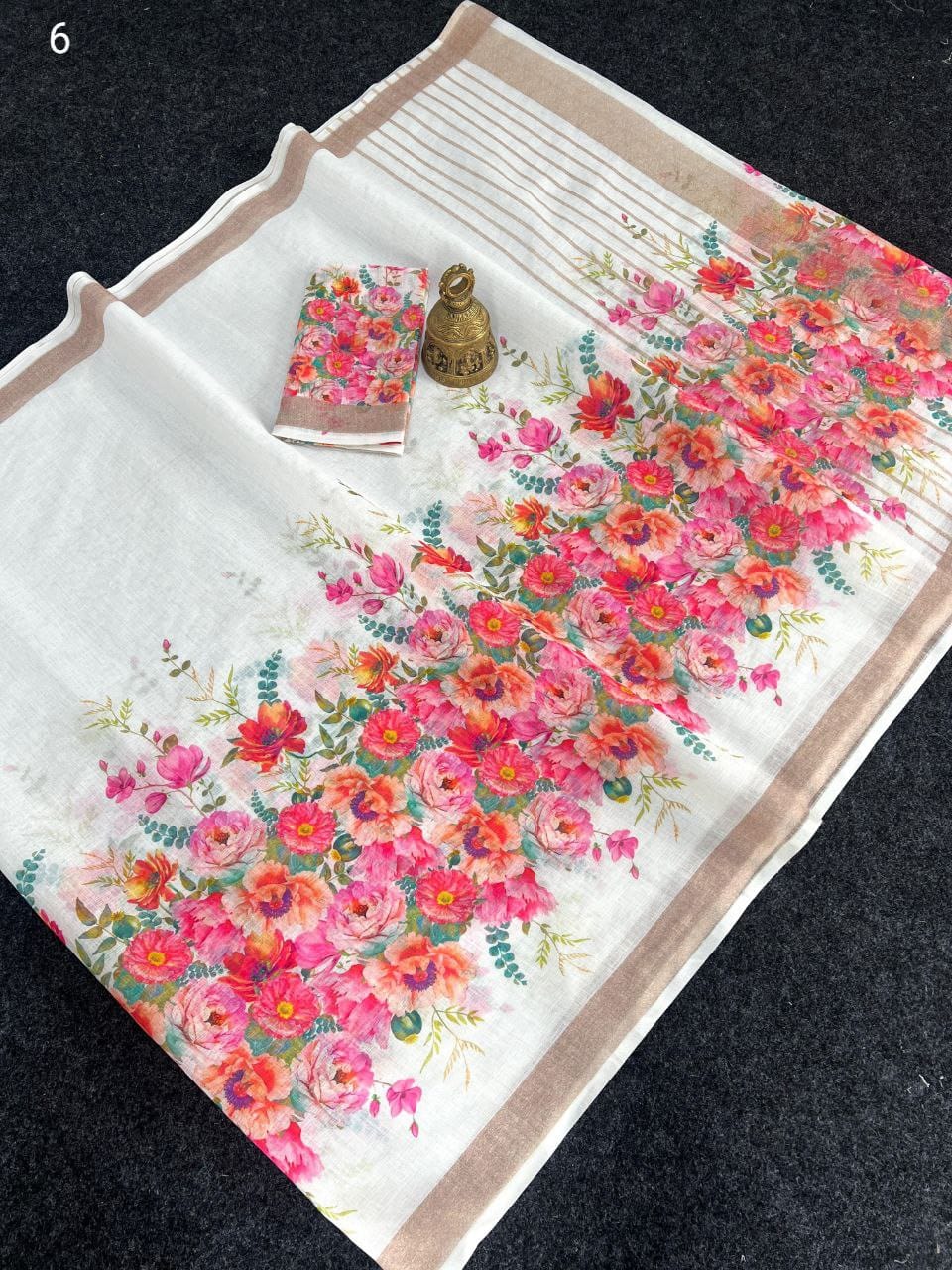 Linen Slub Cotton Floral Sarees