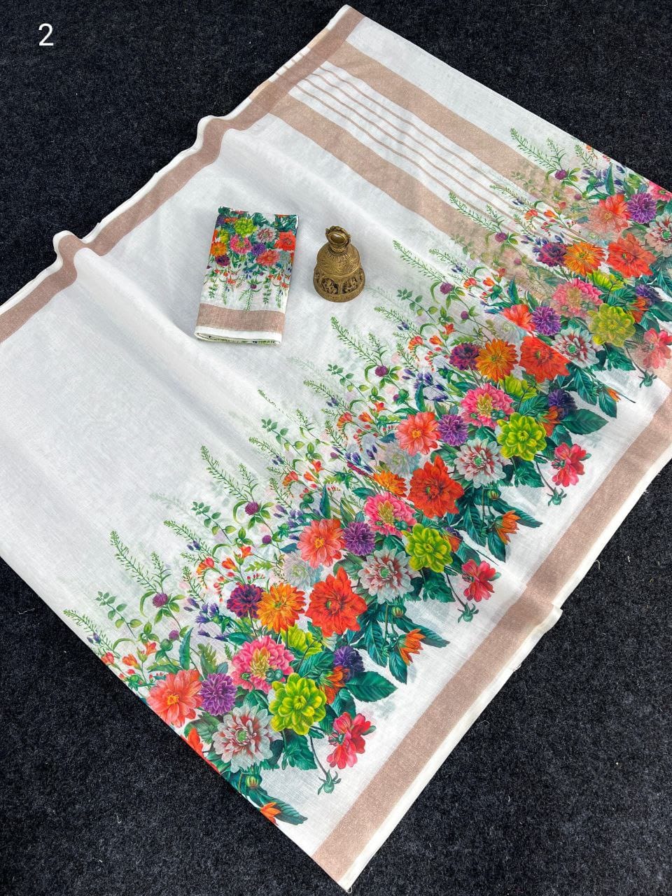 Linen Slub Cotton Floral Sarees