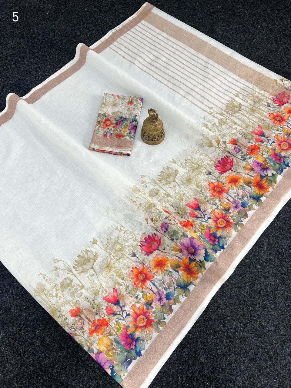 Linen Slub Cotton Floral Sarees