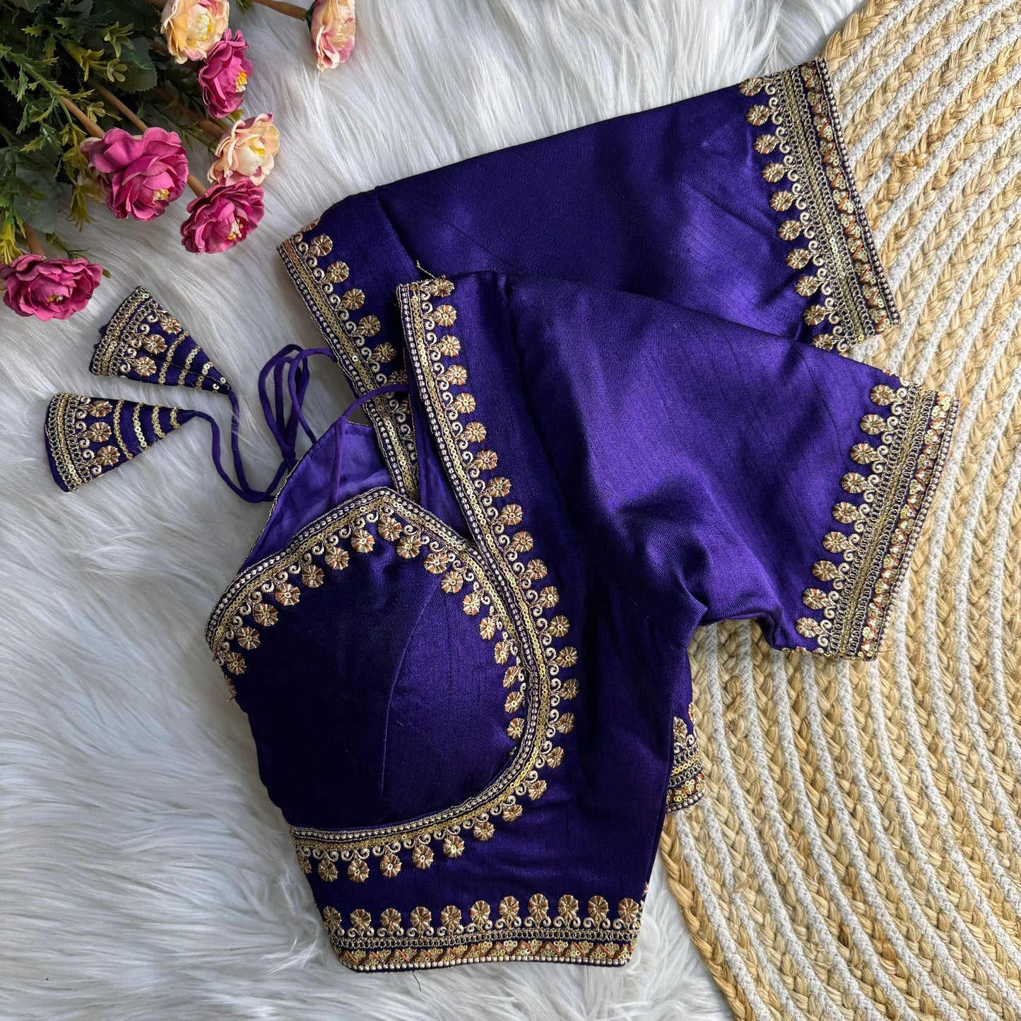 Readymade Soft Semi Silk Madhubala Pattern Halter Neck Embroidered Blouse – ₹999