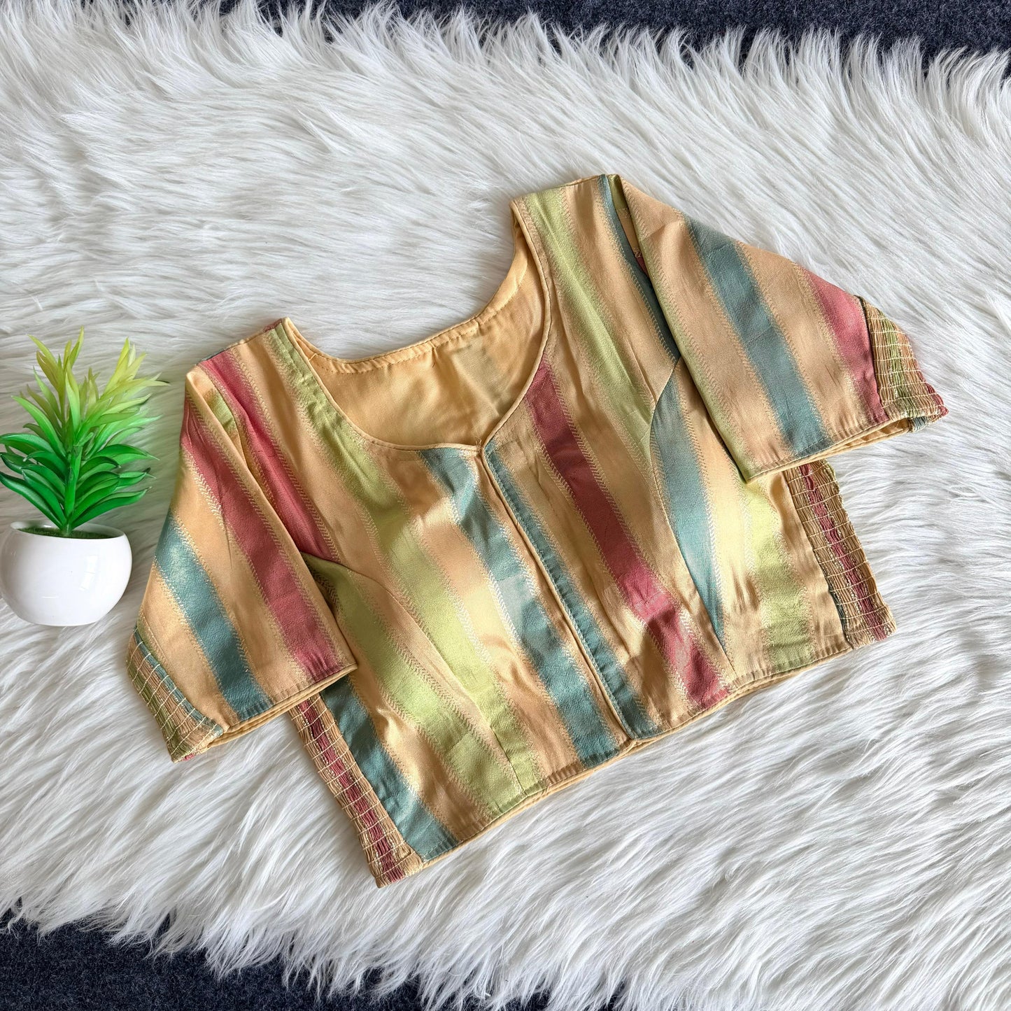 Side Elastic Stretchable Banarasi Silk Blouse – ₹750