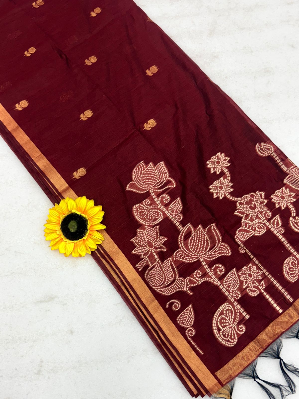 Muga Cotton Saree with Meenakari Touch-Up Weaving – ₹1050