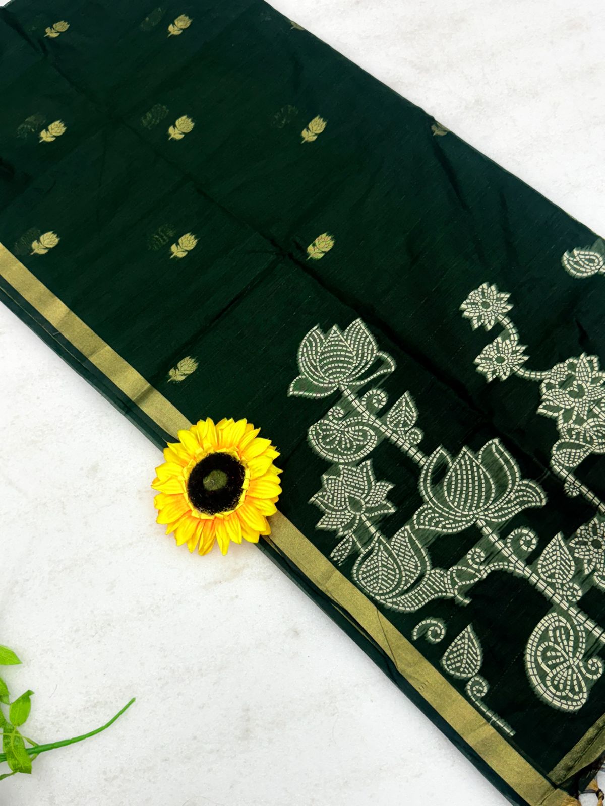 Muga Cotton Saree with Meenakari Touch-Up Weaving – ₹1050