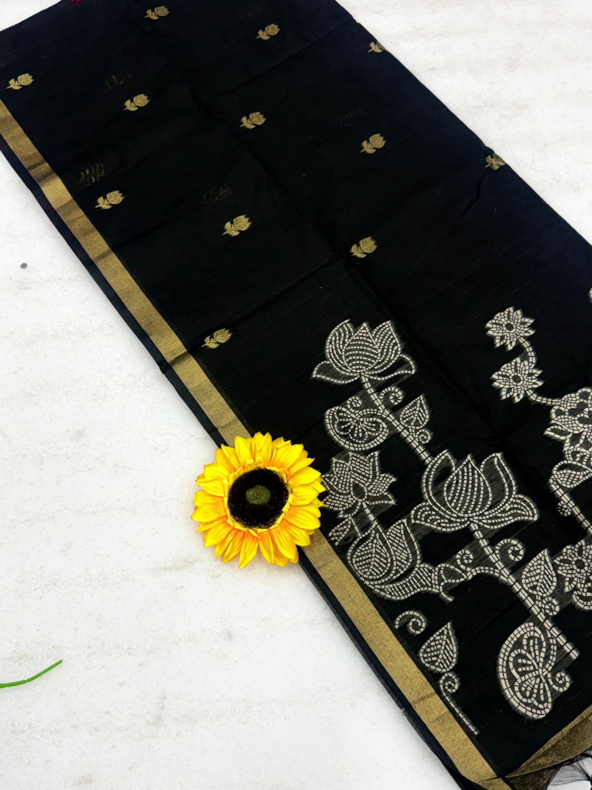 Muga Cotton Saree with Meenakari Touch-Up Weaving – ₹1050