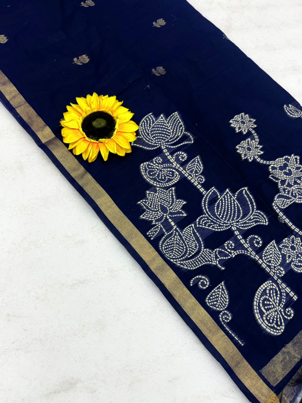 Muga Cotton Saree with Meenakari Touch-Up Weaving – ₹1050