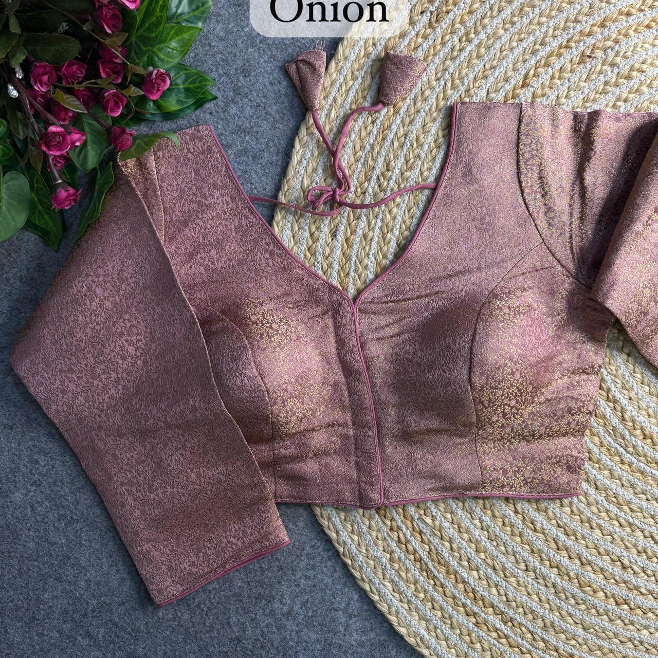 Banarasi Brocade Silk Readymade Long Sleeve Blouse – ₹650