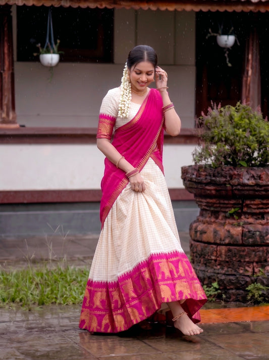Jacquard Silk Readymade Dhavani / Half Saree Collection - 1399Rs