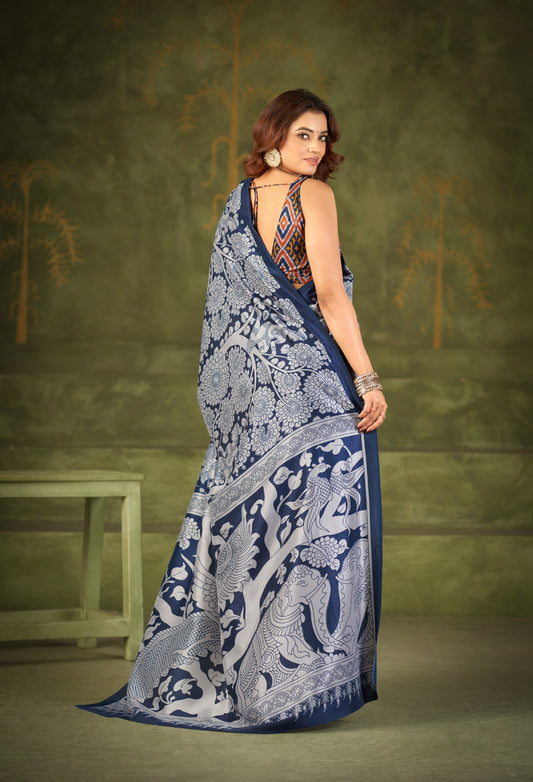 Soft Semi Tussar Silk Kalamkari Saree – ₹1100