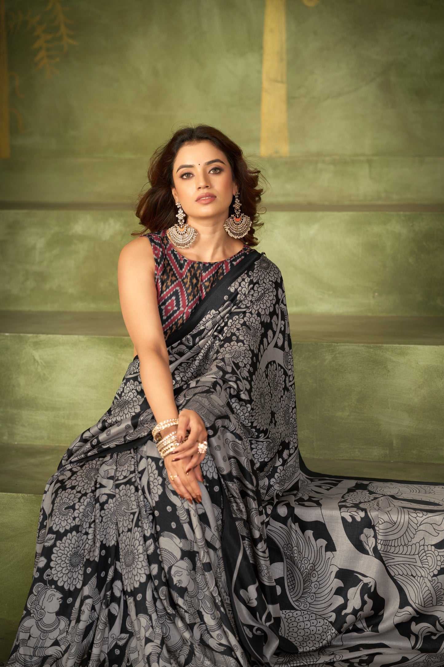 Soft Semi Tussar Silk Kalamkari Saree – ₹1100
