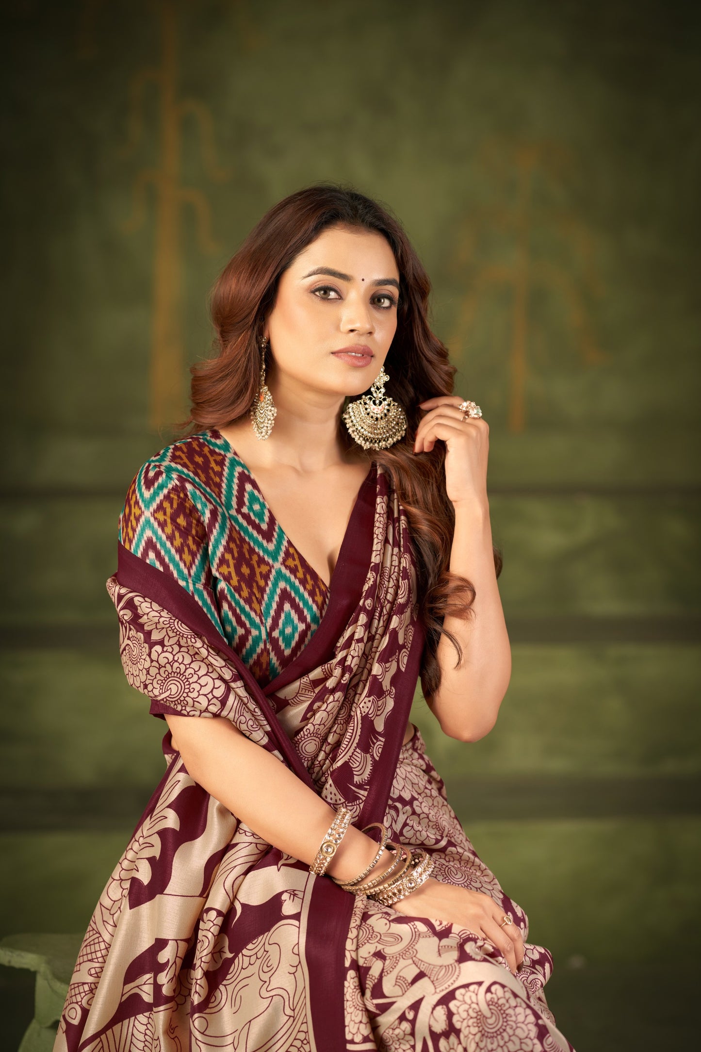Soft Semi Tussar Silk Kalamkari Saree – ₹1100