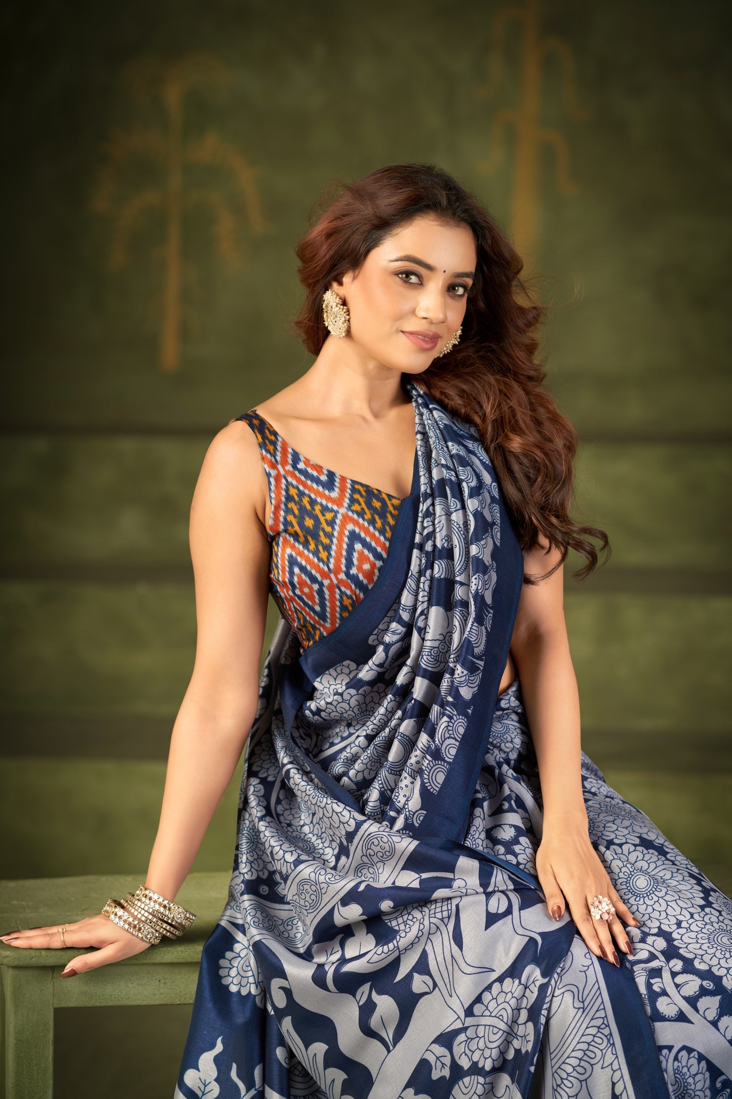 Soft Semi Tussar Silk Kalamkari Saree – ₹1100