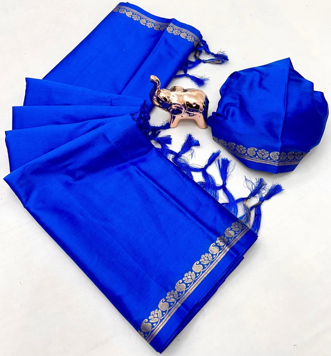 Soft Viscose Crepe Silk Saree with Golden Borders – ₹899