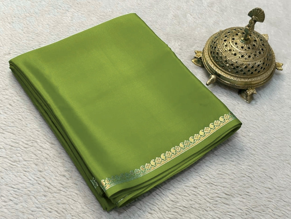 Soft Viscose Crepe Silk Saree with Golden Borders – ₹899