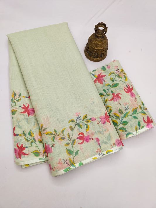 Linen Slub Cotton Floral Saree – ₹899