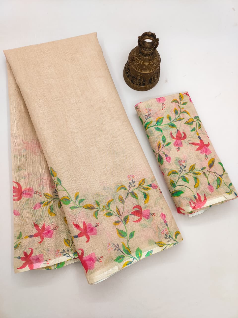 Linen Slub Cotton Floral Saree – ₹899