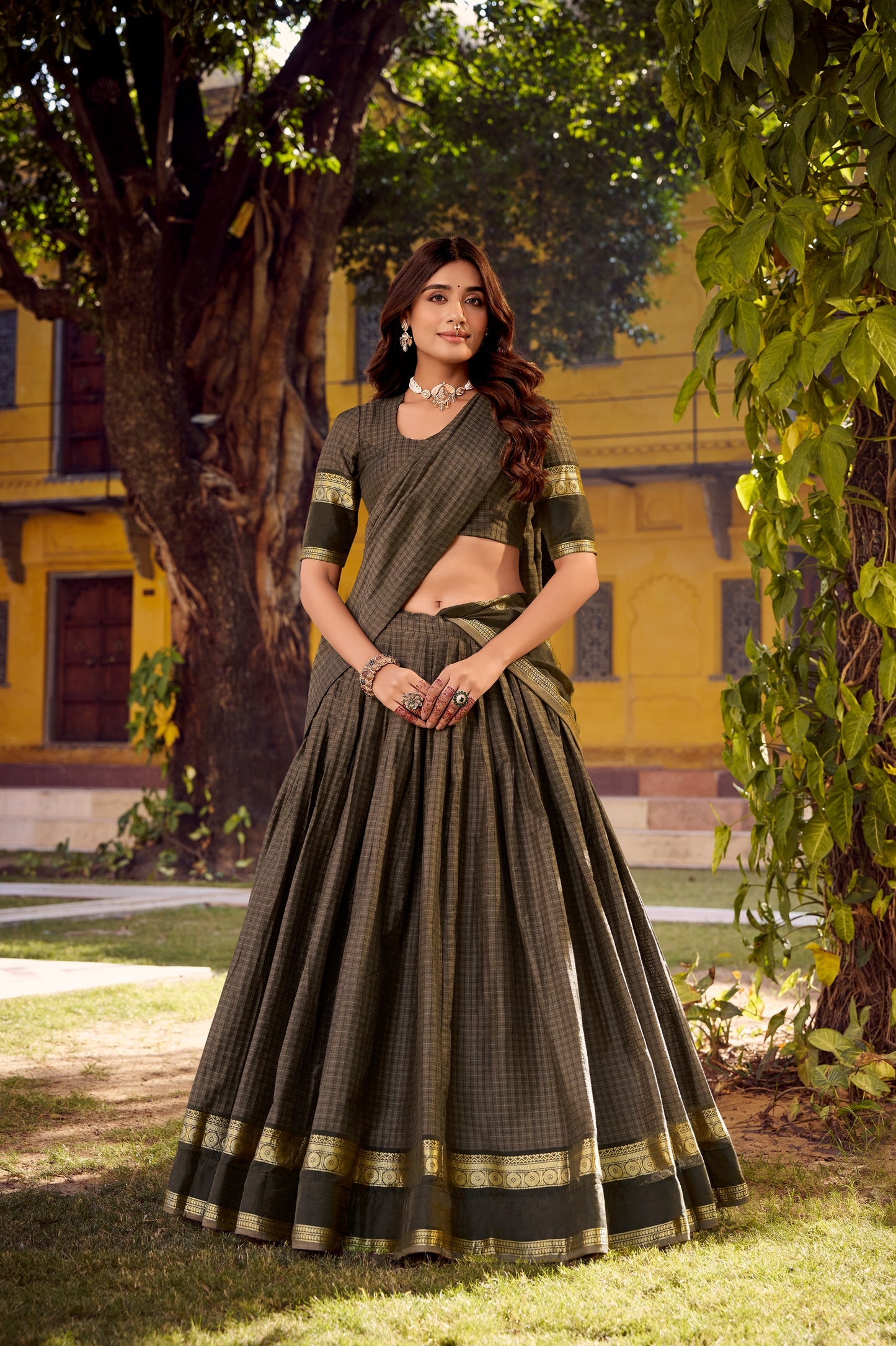 Chettinad Cotton Readymade Dhavani / Half Saree Collection – ₹1799
