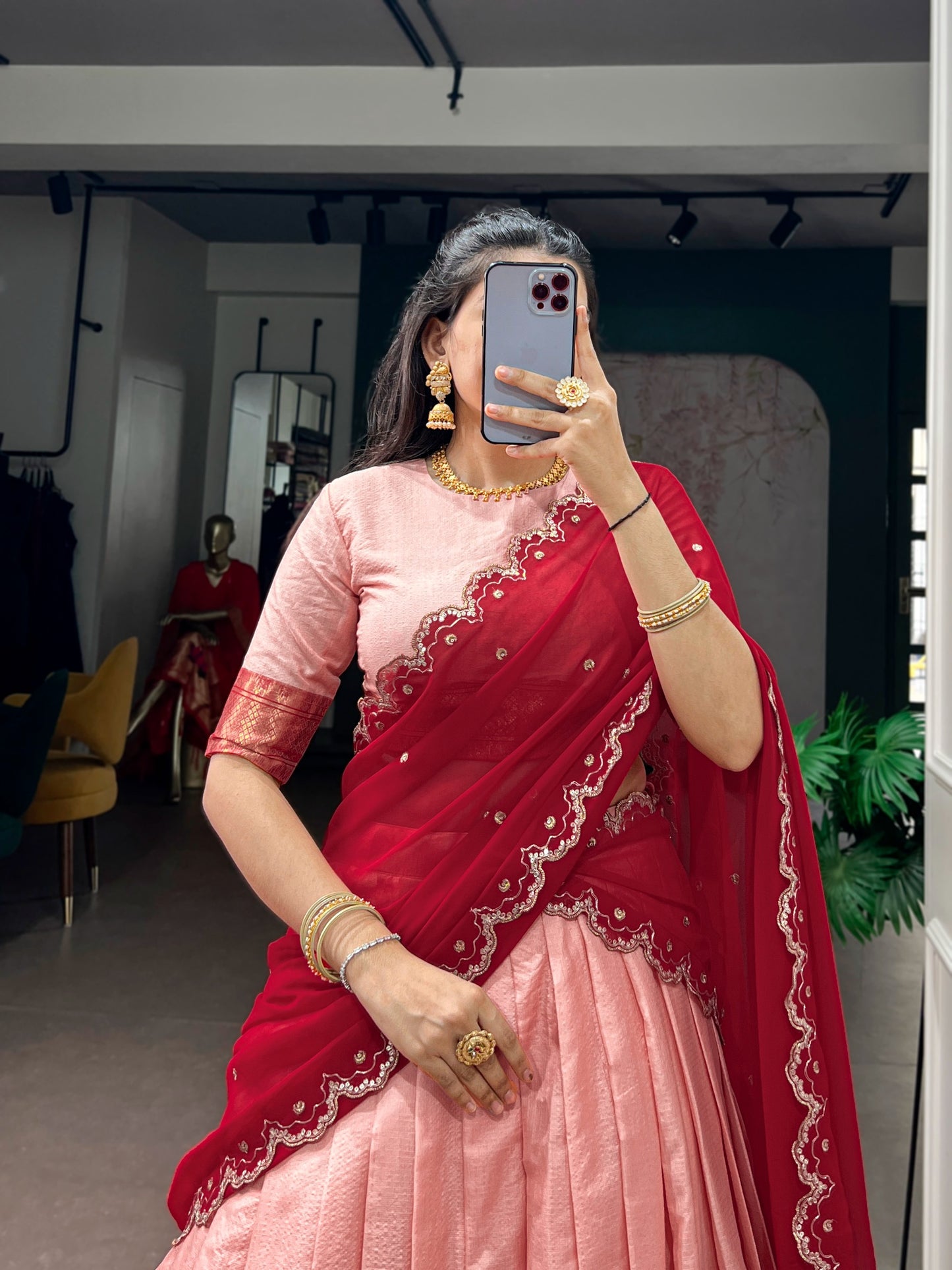 Cotton Silk Readymade Dhavani / Half Saree Collection – ₹1399