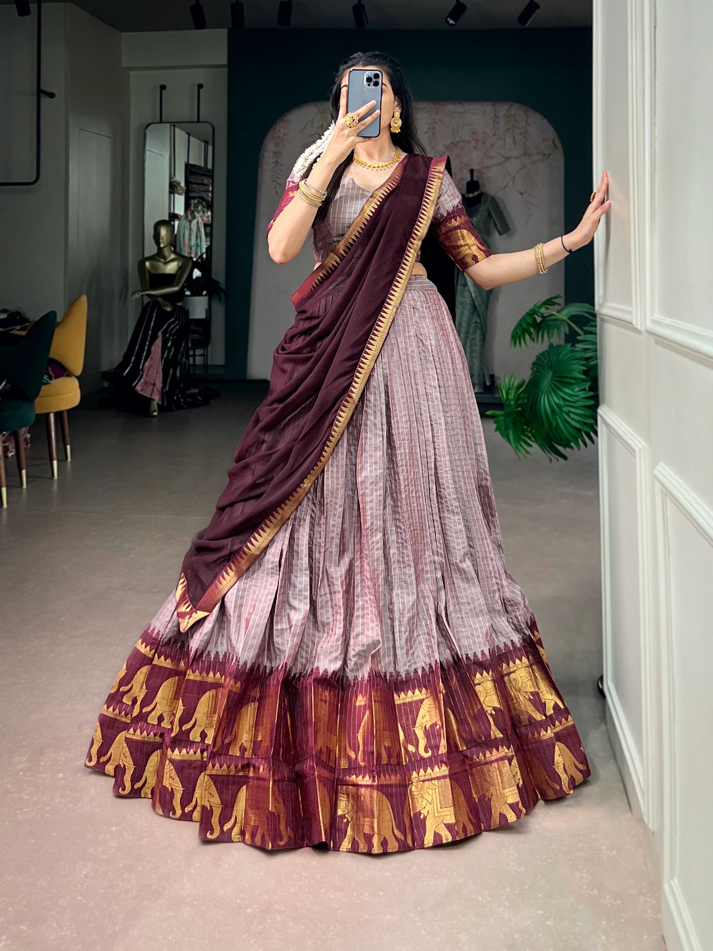 Cotton Silk Readymade Dhavani / Half Saree Collection – ₹1399