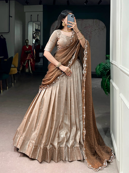 Chinnon Silk Checked Readymade Dhavani Collection – ₹1799