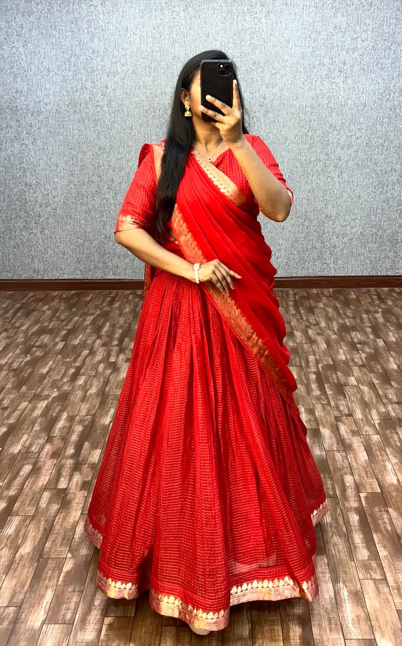 Viscose Readymade Dhavani / Half Saree Collection – ₹1499