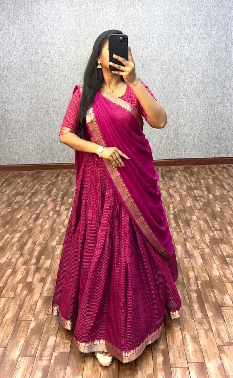 Viscose Readymade Dhavani / Half Saree Collection – ₹1499