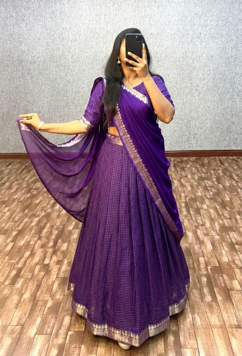 Viscose Readymade Dhavani / Half Saree Collection – ₹1499