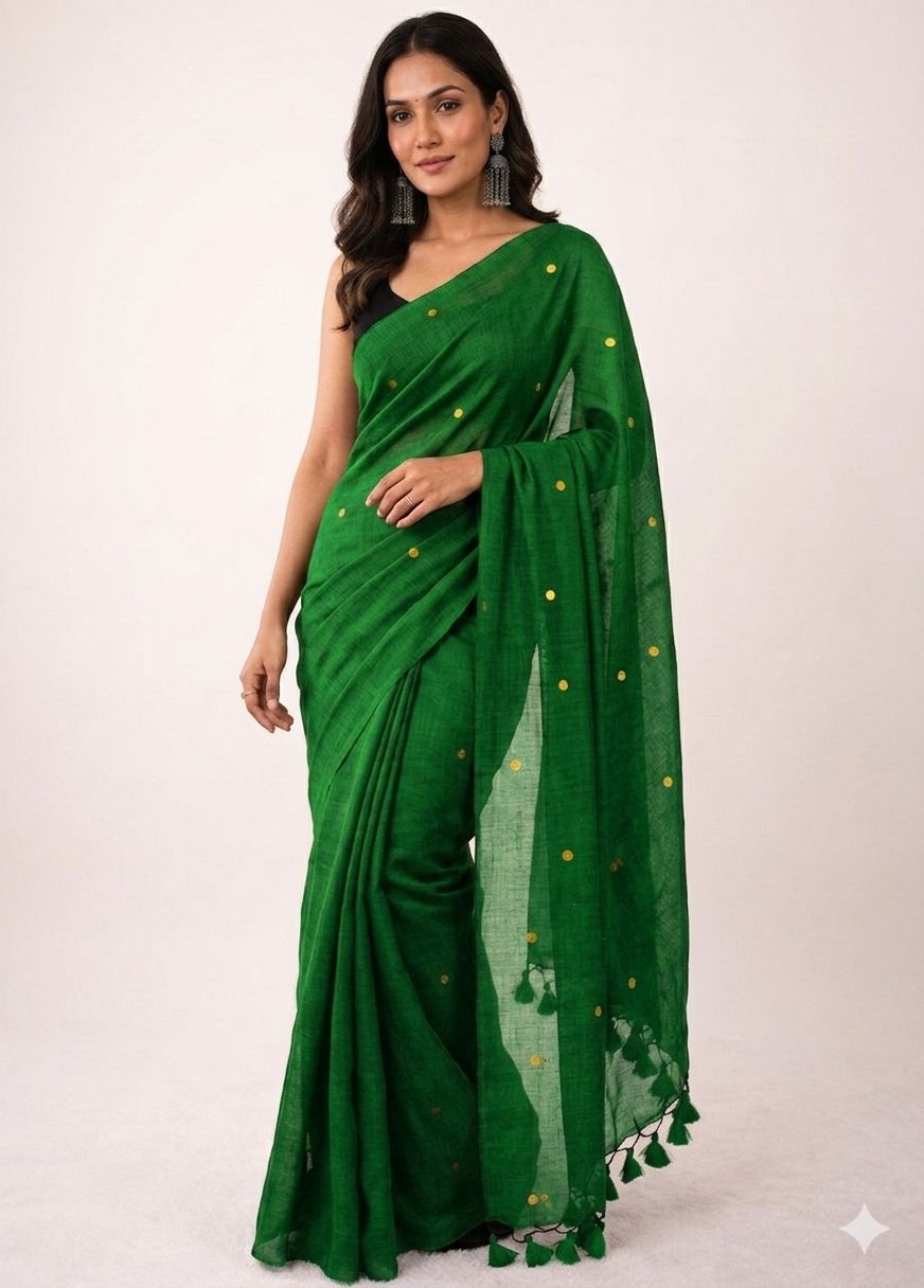 Khadi Cotton Saree with Gini Sequence Work – ₹999