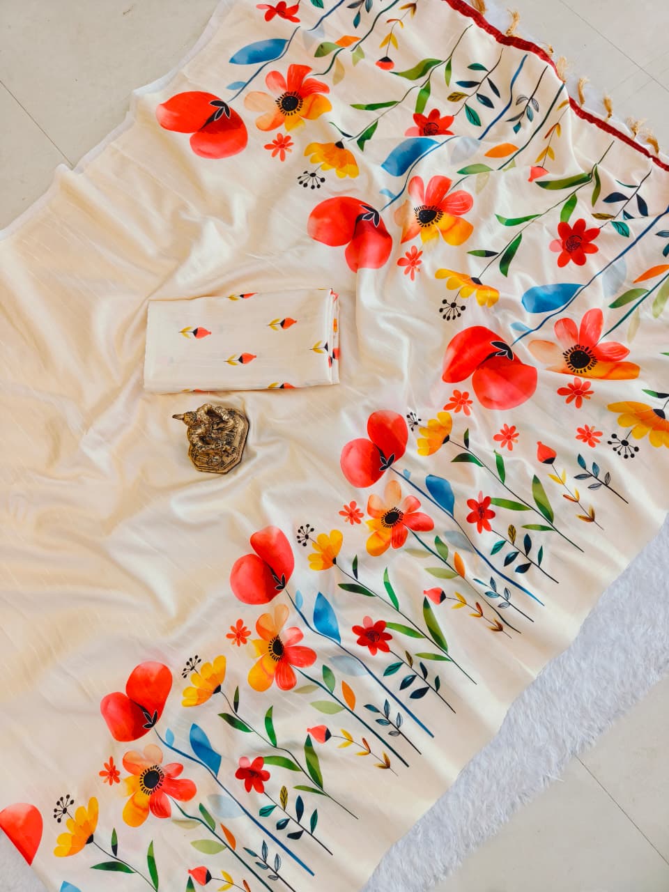 Semi Tussar Silk Floral Saree – ₹999