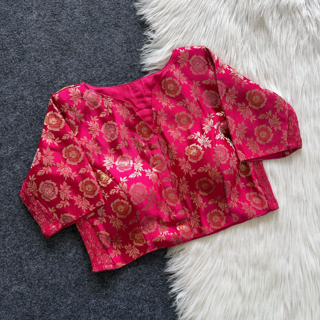 Side Elastic Stretchable Banarasi Brocade Silk Blouse – ₹799