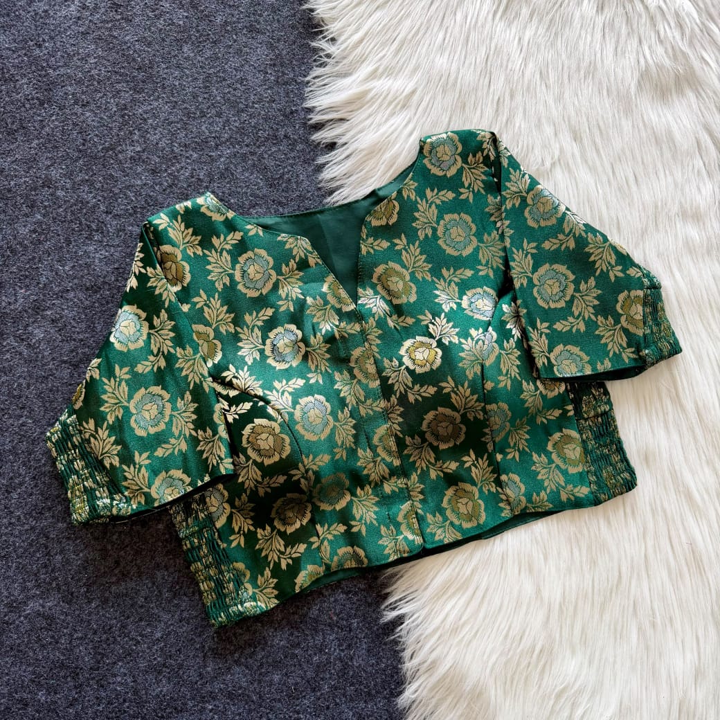Side Elastic Stretchable Banarasi Brocade Silk Blouse – ₹799