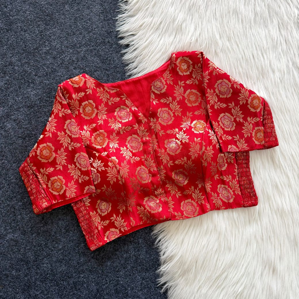 Side Elastic Stretchable Banarasi Brocade Silk Blouse – ₹799