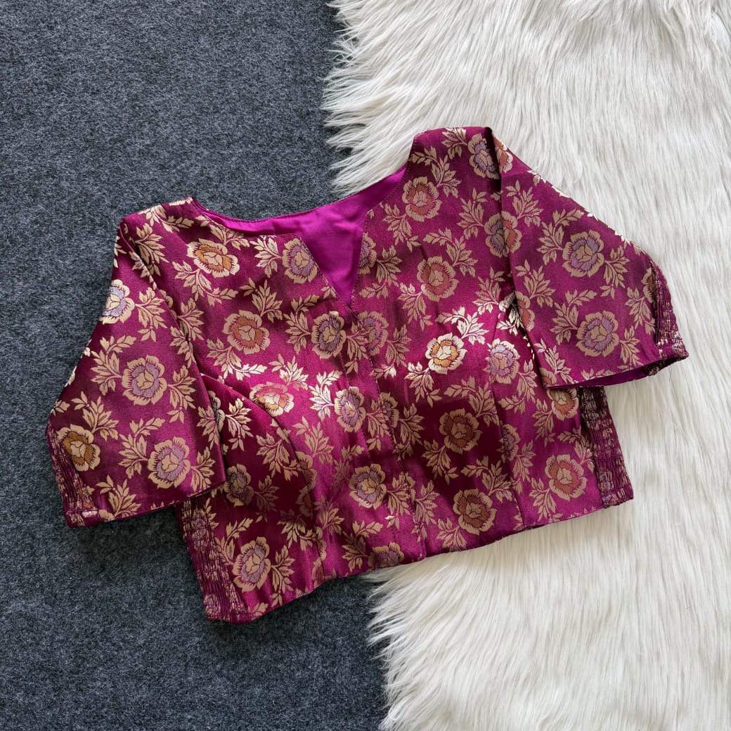 Side Elastic Stretchable Banarasi Brocade Silk Blouse – ₹799