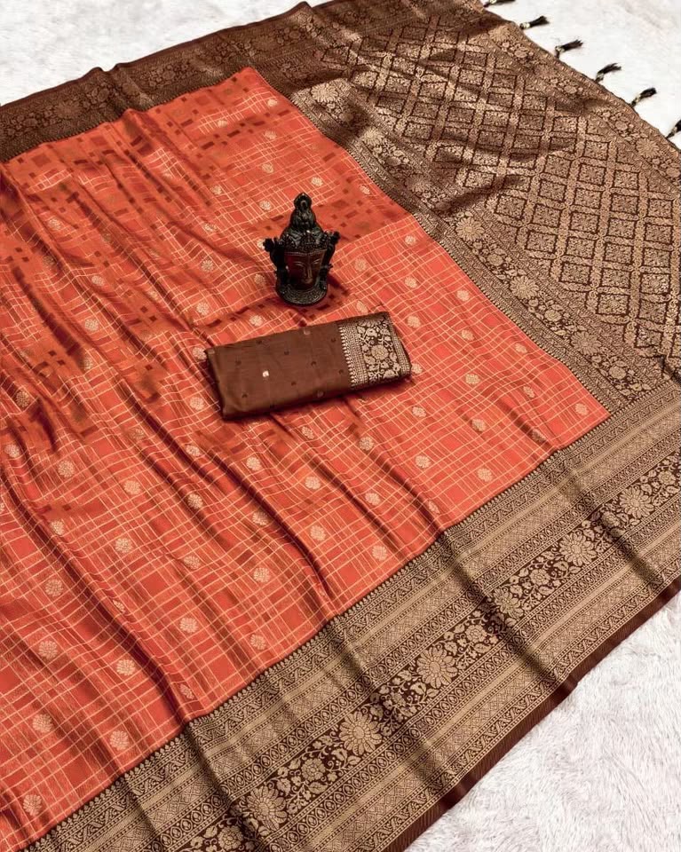 Semi Banarasi Silk Weaving Saree with Jacquard Zari Weaving Borders – ₹1299