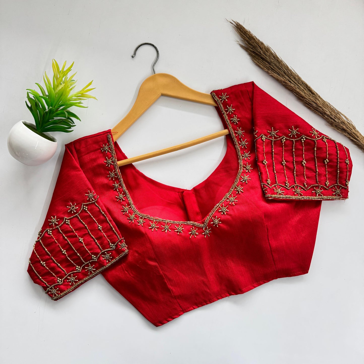 Soft Silk Handcrafted Beadwork Readymade Blouse – ₹1199