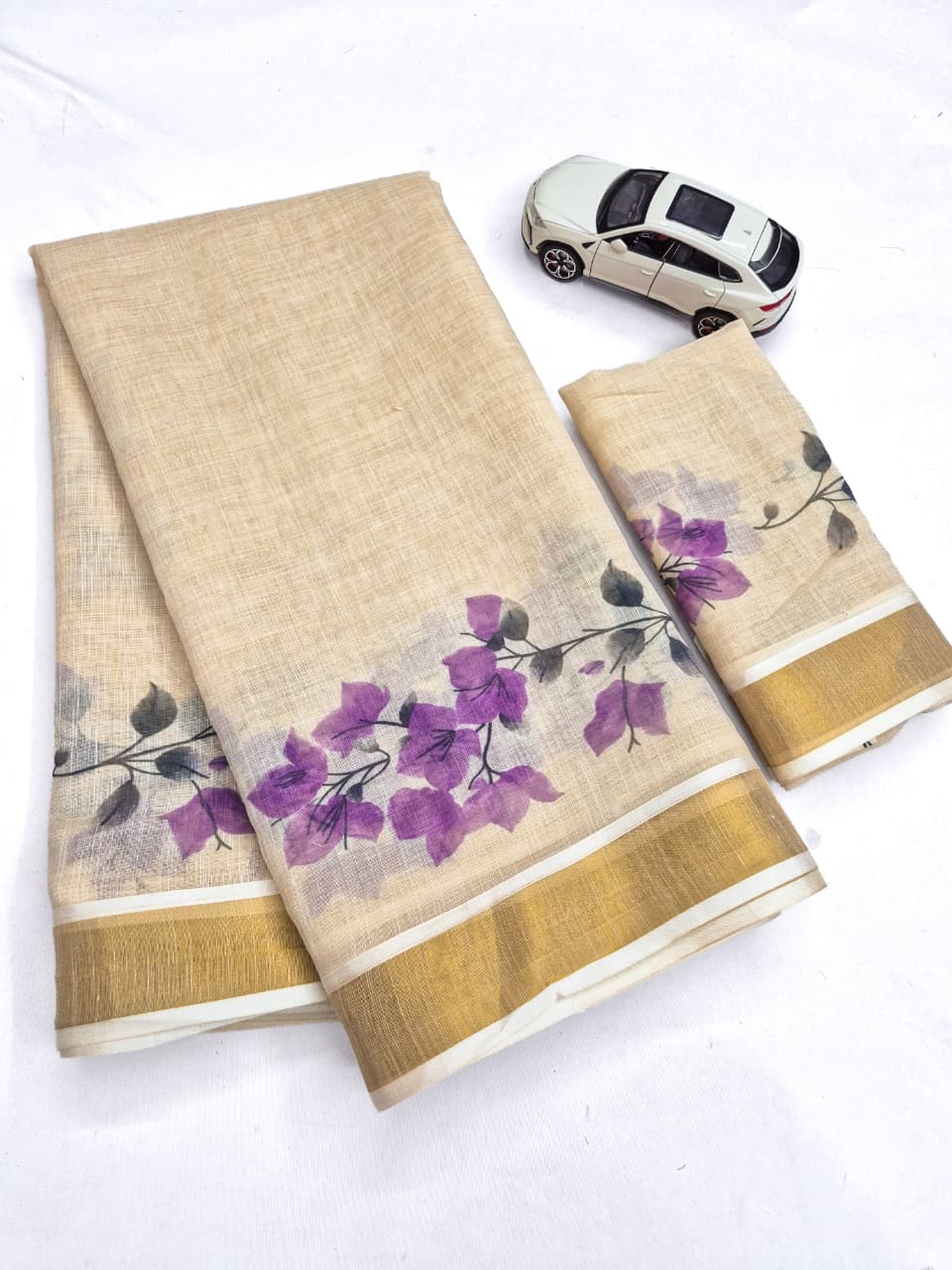 Linen Slub Cotton Floral Saree – ₹999